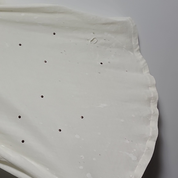 CHASER Paint Splatter Distressed Tank Cream Sleeveless Top Size Large - Picture 5 of 16